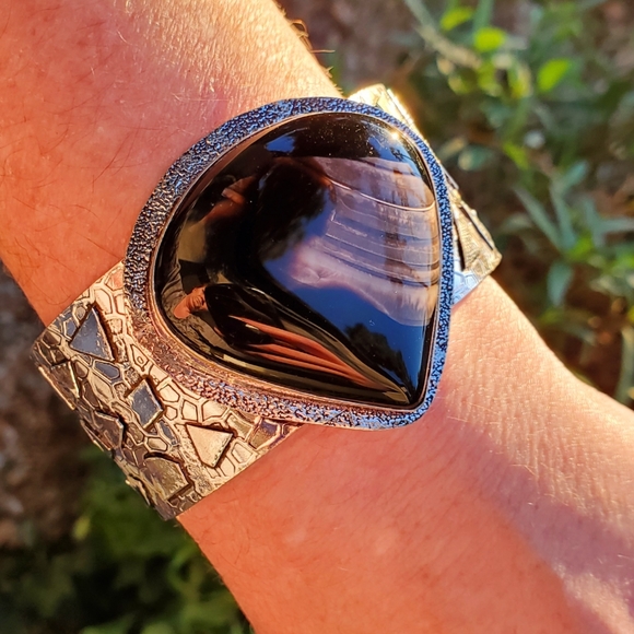 New Banded Agate 925 Silver Cuff Bracelet. - Picture 7 of 15